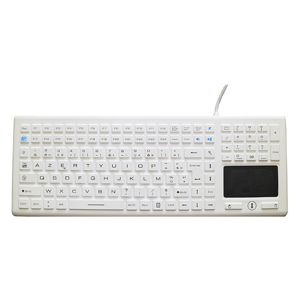 Clavier lavable, étanche IP68, hydrofuge et désinfectable Hygiclav Full Size avec pavé numérique et pad souris